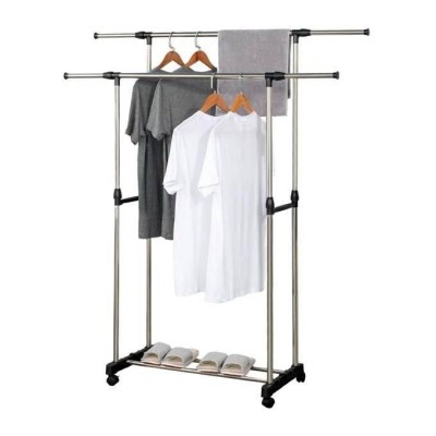 Penderie Double Barre 30 KG Avec 4 Roux En Inox