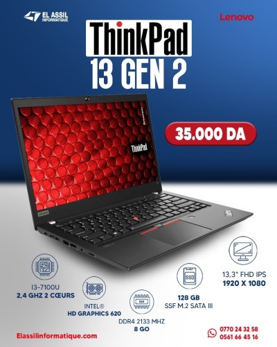 LENOVO THINKPAD 13  I3-7th 8GO 128G SSD 13'' HD