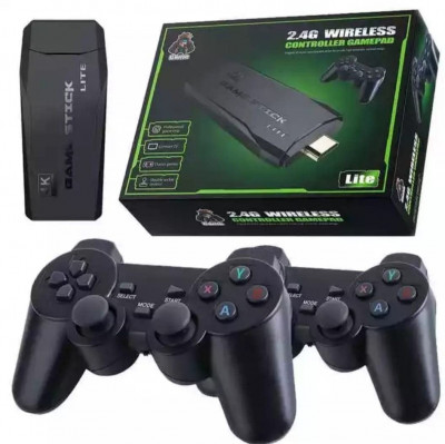 2.4G Wireless Controller Game-Pad TV Video Game Stick (4K Ultra HD Game Stick,Black ,10 000 jeux)