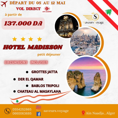 voyage-organise-inoubliable-beyrouth-liban-ain-naadja-alger-algerie
