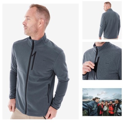 Polaire de randonnée montagne homme, MH500 full zip gris