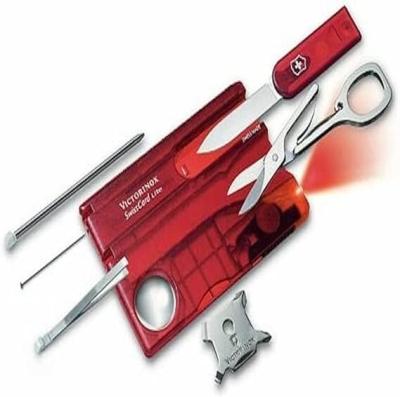 Victorinox Swiss Card lite, Couteau Multifonction, Multitool de Poche Suisse, 13 Fonctions, Loupe 