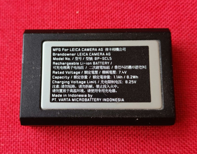 Batterie BP-SCL5 pour Leica M10, M10-P, M10-R, M10 Monochrom
