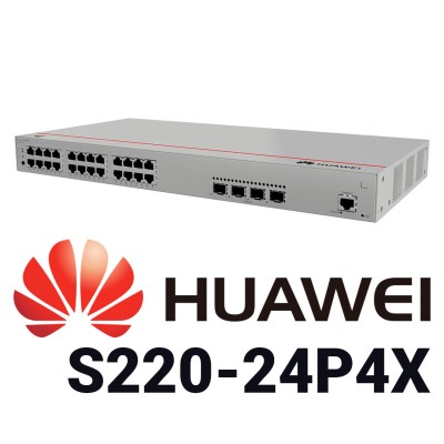 Huawei Switch S220-24P4X (24*GE ports(400W PoE+), 4*10GE SFP+ ports, built-in AC power)