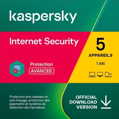 Kaspersky Internet Security | Code d'activation | 5 Appareils | 1 An | Windows/Mac/Android