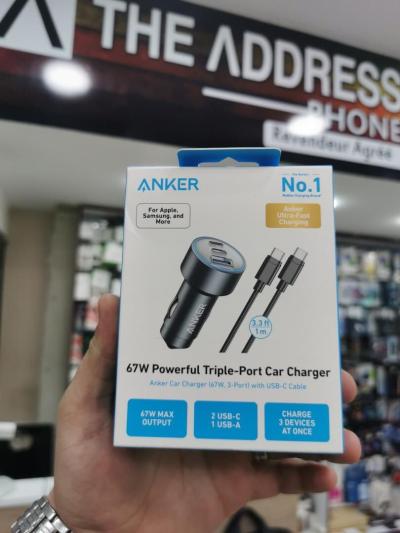 Chargeur pour voiture Anker Car Charger335 67 W, 3ports avec câble Usb_C