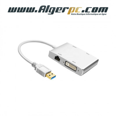 Adaptateur convertisseur USB 3.0 vers HDMI/VGA/DVI/Gigabit LAN