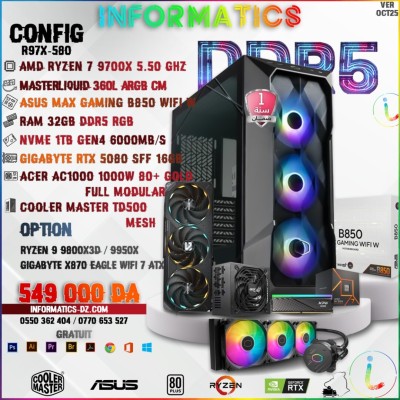 INFORMATICS CONFIG DDR5 R97X-580 GAMING PC | RYZEN 7 9700X | 32GB | RZX 5080 16GB | 1000w | NVME 1TB