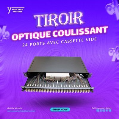 Tiroir Optique Coulissant 24 Ports avec Cassette Vide