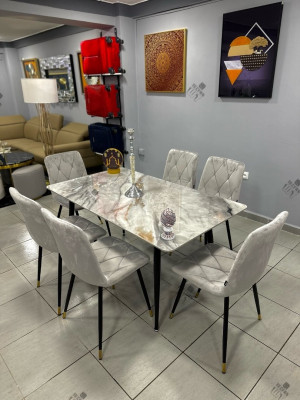 غرفة-الطعام-table-marbre-avec-6-chaises-capitonnees-قرواو-بئر-خادم-البليدة-الجزائر