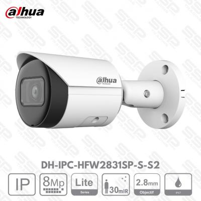 Camera IP Bullet, 8MP, Objectif 2.8mm, IR:30m, Série LITE,DH-IPC-HFW2831SP-S-S2