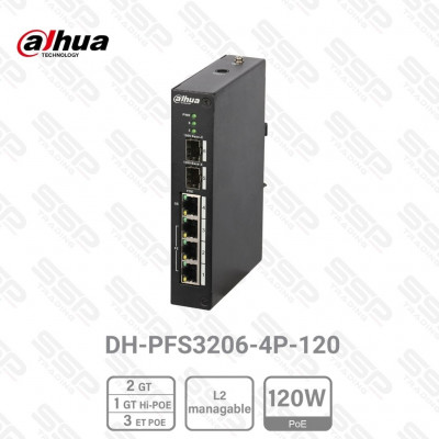 Switch 4 Port Fast Ethernet PoE 120W, 2 x SFP 1Gbit, Non mangeable