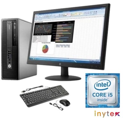 PC DE BUREAU HP ELITEDESK 800 G1 I5 4eme 8G SSD 256G DVD RW ECRAN HP 21.5" clavier +souris originale