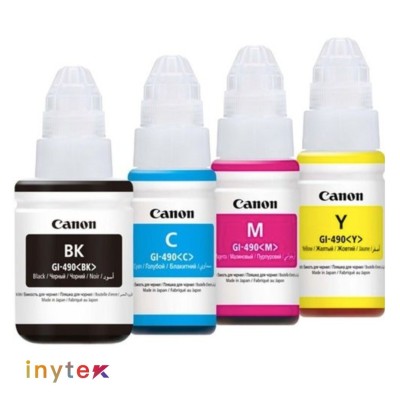 Pack Canon Bouteille D'Encre Canon 490 Bk-135mL /C/M/Y-70mL G1400, G2200, G2400, G3200 et G3400