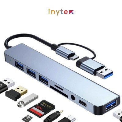 Adaptateur TYPE-C 8IN1 (type c/4xUSB3.0/1xmicro SD/1xSD)