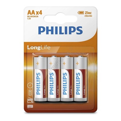 PILE 4 AAA/AA  PHILIPS ZINC CHLORIDE 1.5V 
