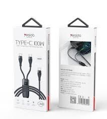 CABLE YESIDO  TYPE-C  TO DOUBLE TYPE C 100W CA88 