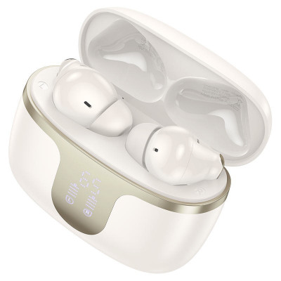 Airpods Hoco EQ10 Écouteurs Bluetooth 5.3 sans Fil  Affichage LED Autonomie 28H milky white