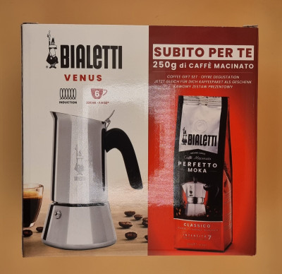 Cafetière italienne Bialetti VENUS 6 Tasses INOX 18/10 + 250g Café Perfetto Moka Classic Original