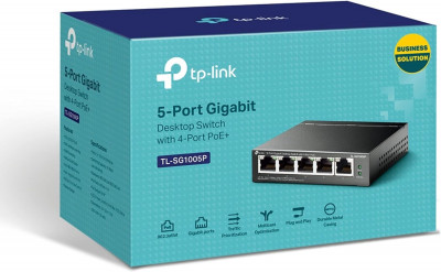 TP-Link Switch PoE (TL-SG1005P V2) 5 ports Gigabit, 4 ports PoE-, 65W pour tous les ports PoE