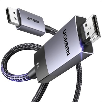 UGREEN 4K Câble DisplayPort 1.4 vers HDMI 2.1 32.4Gbps 8K 60Hz 4K 240Hz Unidirectionnelle HDR HDCP
