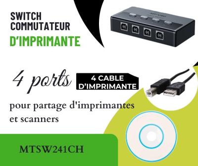 Commutateur de partage automatique d'imprimante USB2.0 4ports/2ports