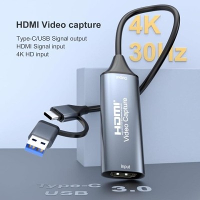 Carte de capture audio vidéo HDMI vers USB C/USB 3.0, 4K 30HZ,pour jeux, streaming vidéo en direct,