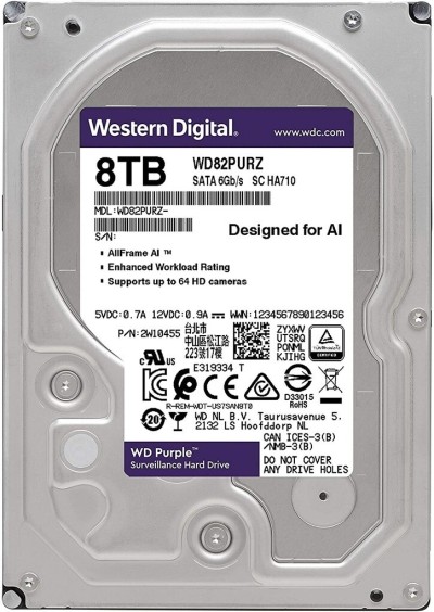 DISQUE DUR WD 8TB WD8001PURA-64B6VY0 SATA3 3.5 PURPLE