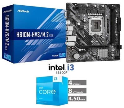 BUNDLE CARTE MERE ASROCK H610M-HVS/M.2 R2.0 + CPU INTEL CORE i3 13100F