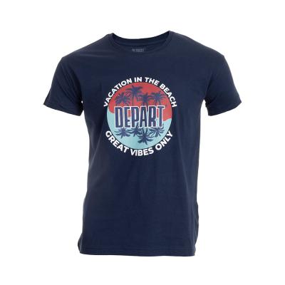 T-SHIRT HOMME DEPART  BLEU MARINE 100% COTON PRINT