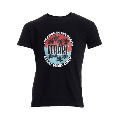 T-SHIRT HOMME DEPART  NOIR 100% COTON PRINT