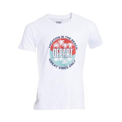 T-SHIRT HOMME DEPART  BLANC 100% COTON PRINT