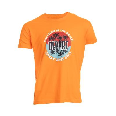 T-SHIRT HOMME DEPART  ORAGNE 100% COTON PRINT