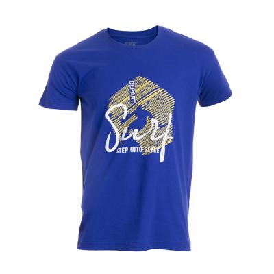 T-SHIRT HOMME DEPART BLEU 100% COTON PRINT