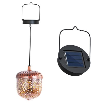 Ltteny Lampe solaire d'extérieur à suspendre, lanterne solaire de jardin avec poignée, rétro, métal, étanche