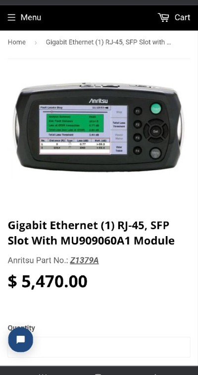 Testeur réseaux Ethernet cuivre et fibre optique Anritsu Network Master MT9090A (module MU909060A1)