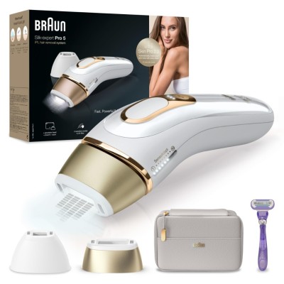  BRAUN Silk expert Pro5,épilateur lumière 400000 flash pochette,tête précision-rasoir Venus PL5157