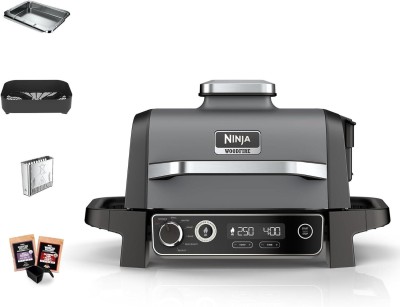  barbecue électrique ninja Woodfire, grill, fumoir & air fryer, barbecue extérieur 7 en 1, OG701EU