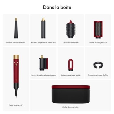 Dyson BOUCLEUR multistyler Airwrap ID red velvet-Straight Wavy - Bluetooth -1300W- 7 accessoires