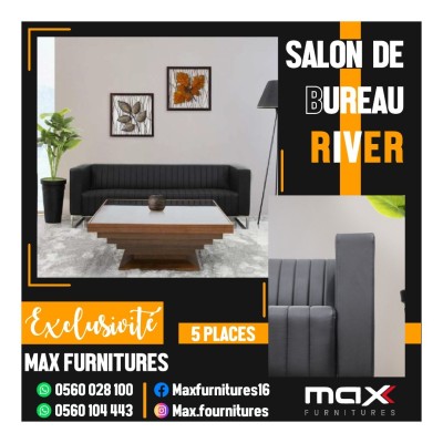 SALON DE BUREAU - CUIR SYNTHETIQUE - RIVER - 5 PLACES