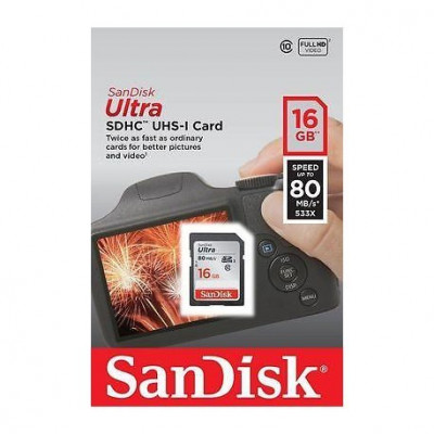 SanDisk Ultra SD 16 GB Carte Mémoire XC Jusqu'à 80 Mo/S