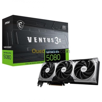 MSI GEFORCE RTX 5080 16G VENTUS 3X OC - 16GO GDDR7 - DLSS4 8K - REFLEX 2 - HDMIDP - PCIE-BLACK