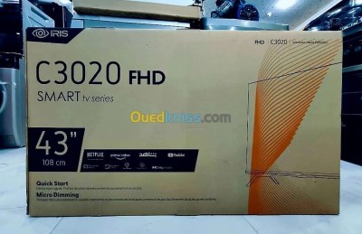 TV IRIS C3020 43" POUCES - SMART TÉLÉVISEUR FHD - QUICK START - MICRO DIMMING - HAUTE DÉFINITION