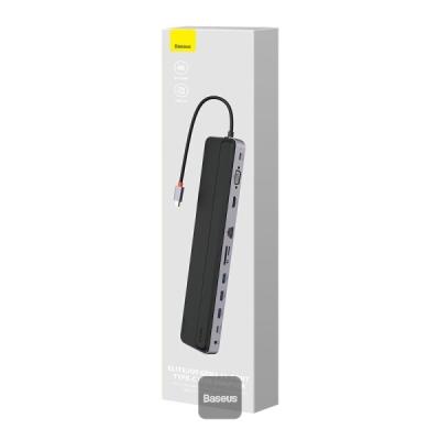 BASEUS ELITEJOY GEN 2 - STATION D ACCUEIL USB-C 11 EN 1 - HUB MULTIPORT - POWER DELIVERY 100W - GRIS
