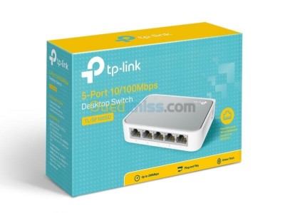 TP-LINK TL-SF1005D - SWITCH DESKTOP 5 PORTS -10100 MBPS - GREEN ETHERNET -PLUG & PLAY - EEE 802.3x 
