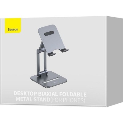 BASEUS DESKTOP BIAXIAL FOLDABLE METAL STAND - POUR SMARTPHONES - ALLIAGE ALUMINIUM - GRIS SIDÉRAL