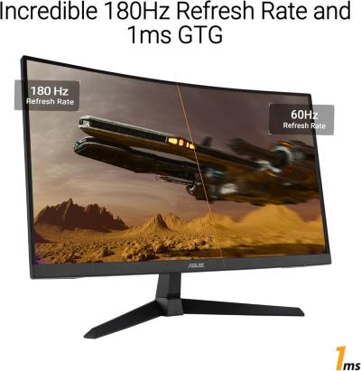ECRAN ASUS TUF GAMING VG27VQ3B - 27" FHD - CURVED -180HZ FREESYNC -1MS - 90% DCI - HDMI/DP - BLACK