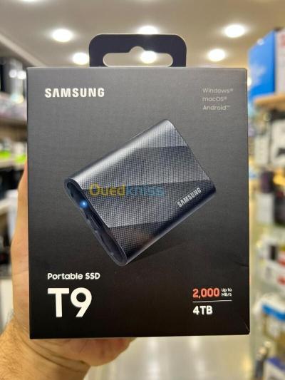 SAMSUNG SSD PORTABLE T9 4TO - DISQUE DURE EXTERNE - TYPE C- SUPER FAST - 2000 MOS - ETANCHE - BLACK