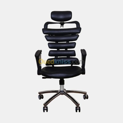 CHAISE OPÉRATEUR 295 - ERGONOMIQUE - DOSSIER SEGMENTÉ - APPUI-TÊTE RÉGLABLE- BASE CHROMÉE - NOIR 