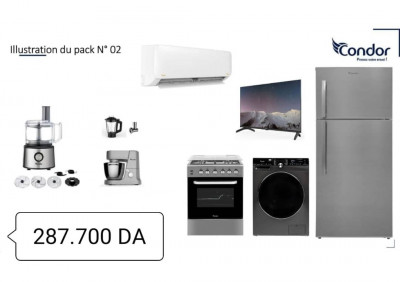 Pack condor Numéro 2 réfrigérateur cuisinière machine a laver climatiseur télévision 